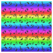 Tissu Black Angled Music Notes Motif Rainbow Gradient (Échantillon)