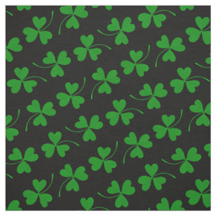 Tissu Black & Green St Patrick's Day Shamrock Motif