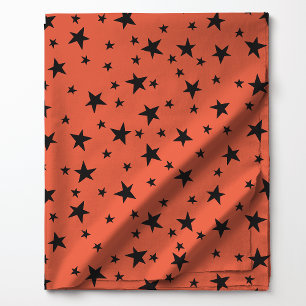 Tissu Black Stars à la soirée Halloween Orange