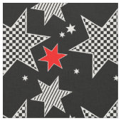 Tissu Black, White, Red Stars (Fermer)