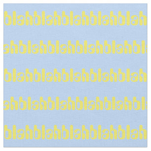 Tissu Blah Blah Bleu Jaune Texte amusant Mot fâcheux Mo
