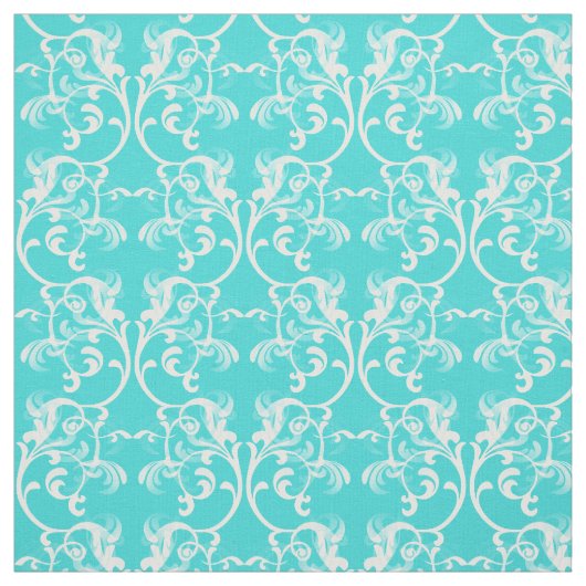 Tissu Blanc Aqua Parisian Damask Pattern Fabric (Échantillon)