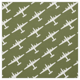 Tissu Blanc B-24 Liberator Aéronefs Motif Olive Fabric