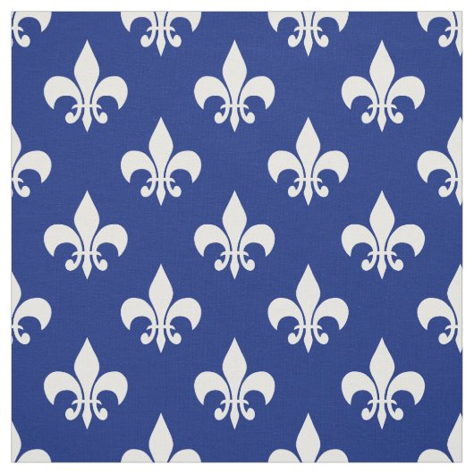 Tissu Blanc bleu Fleur de lis Textile (Échantillon)