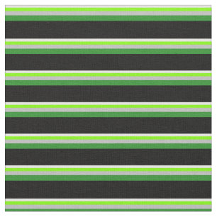 Tissu Blanc, Chartreuse, Gris, Forêt Vert & Noir