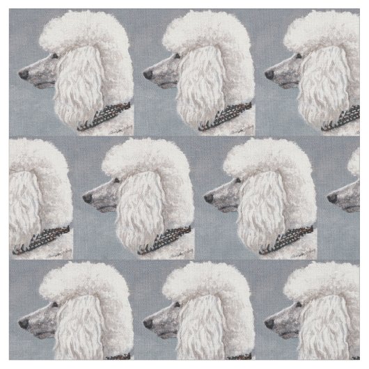 Tissu blanc d'art de chien de caniche (Fermer)