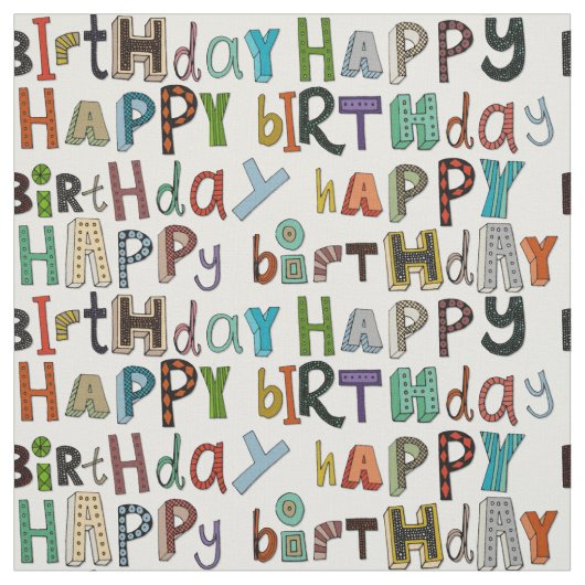 Tissu blanc de joyeux anniversaire (Échantillon)