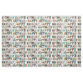 Tissu blanc de joyeux anniversaire (Fat Quarter)