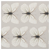 Tissu blanc et bronzage chic de motif de papillon (Échantillon)