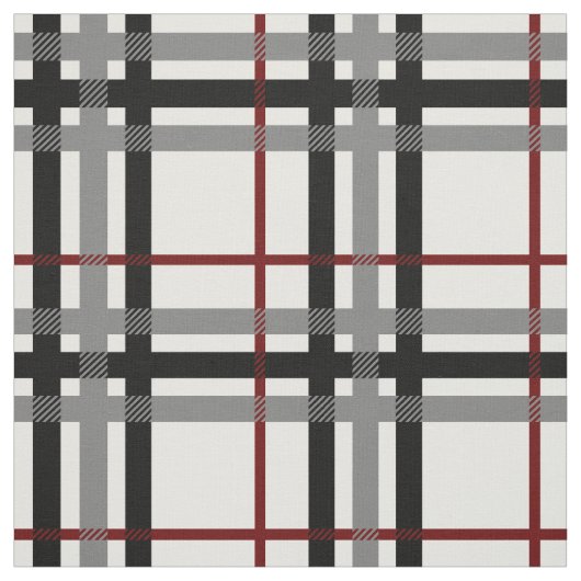 Tissu blanc et rouge noir de plaid (Échantillon)