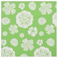 Blanc floral audacieux de vert de chaux de motif