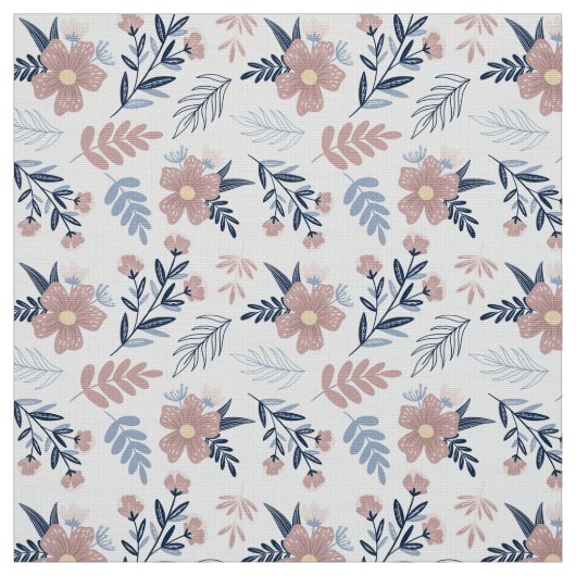 Tissu Blanc Floral Chic Par Le Quartier Gras Du Ja (Échantillon)