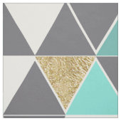 Tissu Blanc gris moderne Teal et triangles d'or de Faux (Échantillon)