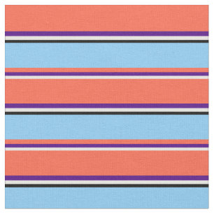 Tissu Blanc, Indigo, rouge, bleu ciel clair et noir