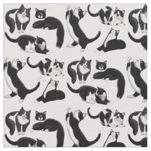 Tissu blanc noir de chats de smoking