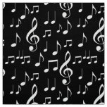 Tissu blanc noir de motif de notes de musique