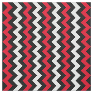 Tissu Blanc noir et rouge Chevron