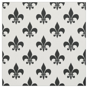 Tissu Blanc noir Fleur de lis Textile
