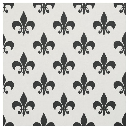 Tissu Blanc noir Fleur de lis Textile (Échantillon)
