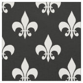 Tissu Blanc noir Fleur de lis Textile (Fermer)