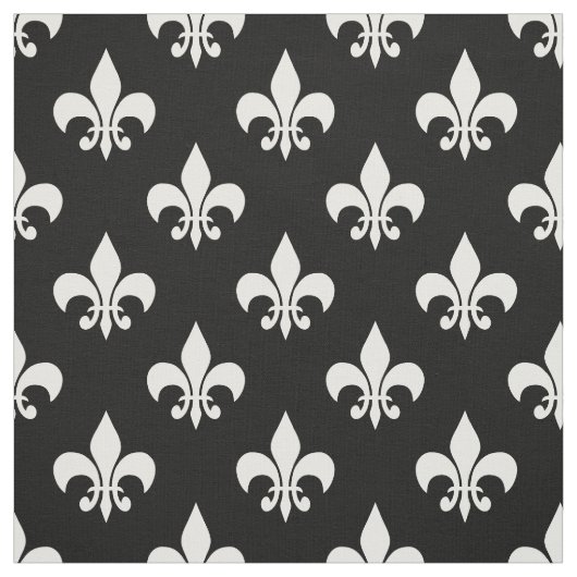 Tissu Blanc noir Fleur de lis Textile (Échantillon)