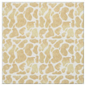 Tissu Blanc Or simple Grandes Portes de vache Motif anim (Échantillon)