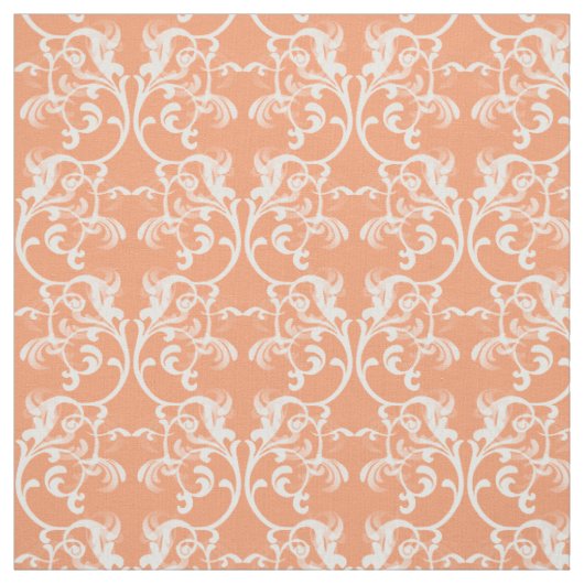 Tissu Blanc Orange Parisien Damask Fabric (Échantillon)