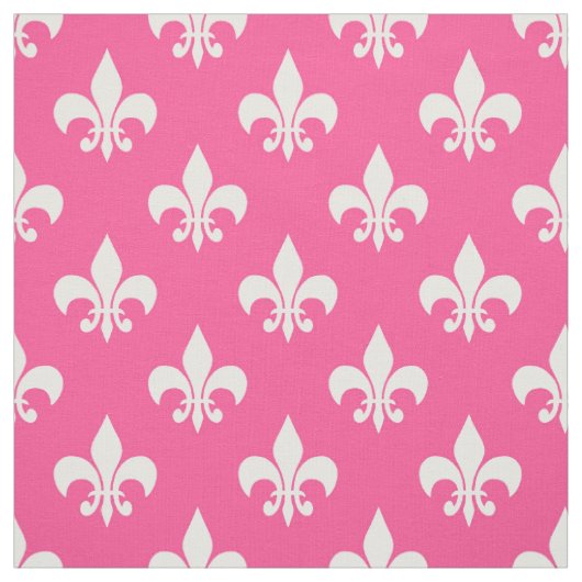 Tissu Blanc rose Fleur de lis Textile (Échantillon)