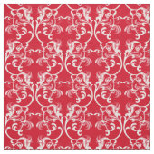 Tissu blanc rouge parisien Damask (Échantillon)