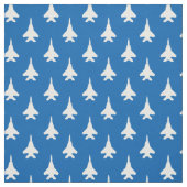 Tissu Blanc sur Blue Strike Eagle Fighter Jet Motif (Échantillon)