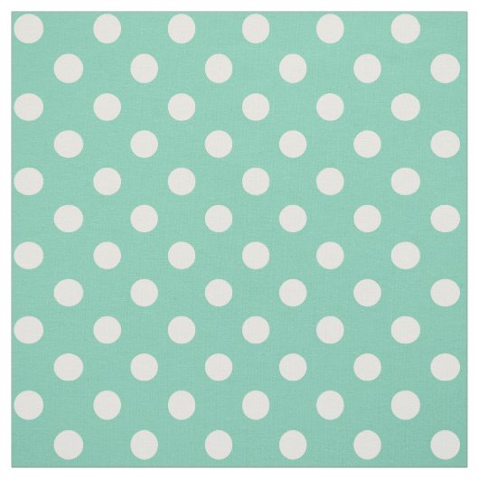 Tissu Blanc sur le point de polka vert turquoise (Échantillon)