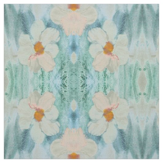 Tissu Blanc, teinte de sarcelle et or (Échantillon)