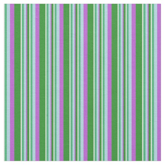Tissu Blanc, Vert, Bleu clair, Motif à rayures orchidées (Fermer)