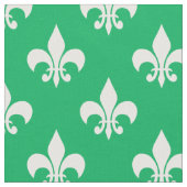 Tissu Blanc vert Fleur de lis Textile (Fermer)