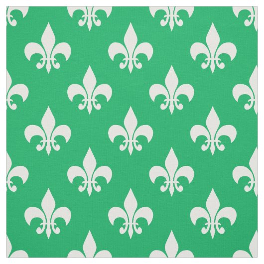 Tissu Blanc vert Fleur de lis Textile (Échantillon)