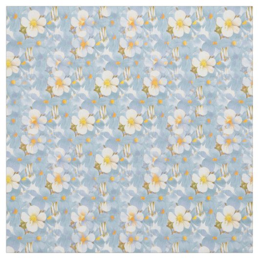 Tissu Blancs & Bleus Fleur Motif Fabric (Échantillon)