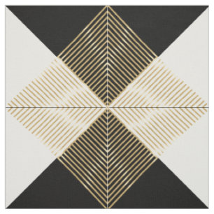 Tissu Blancs Noir Géométrique Or Grilles Design moderne