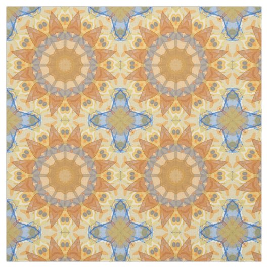 Tissu Bleu Abstrait et Jaune - Géométrique (Échantillon)
