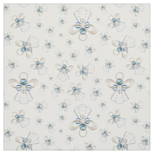 Tissu Bleu Ange de Noël de foi Motif sans couture