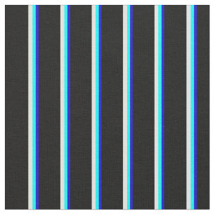Tissu Bleu, Aqua, Cyan clair et Motif noir