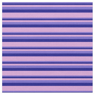 Tissu Bleu ardoise, Bleu et Plum Motif rayé/lin