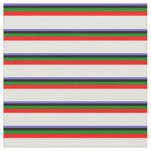 Tissu Bleu ardoise, noir, vert, rouge et beige