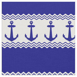 Tissu Bleu Blanc Ancre nautique Frappes côtières