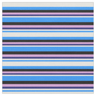 Tissu Bleu, Blanc, Bleu de minuit, Plum & Noir