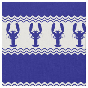 Tissu Bleu Blanc Côtier Homard Grandes