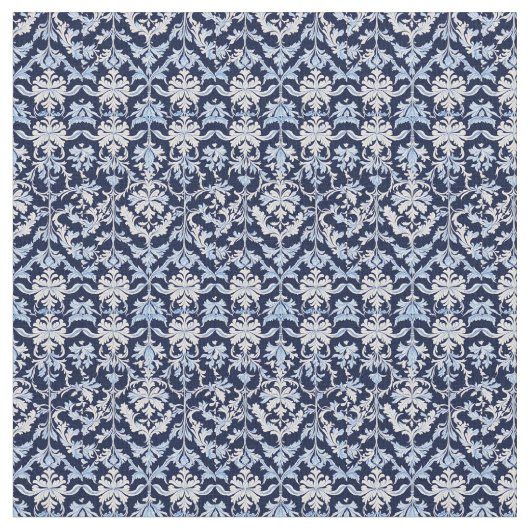 Tissu Bleu blanc et gris Damas William Morris Style (Fermer)