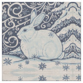 Tissu Bleu Blanc Rabbit Designer Fabric hiver Noël (Fermer)