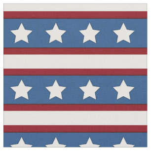 Tissu Bleu blanc rouge horizontal d'étoiles et de