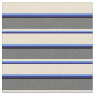 Tissu Bleu, Bleu de Cornouailles, Beige, Gris et Noir