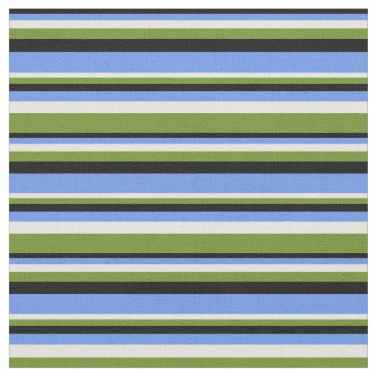 Tissu Bleu, Bleu de Cornouailles, Beige & Vert (Fermer)